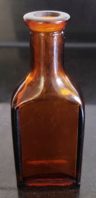Antique Miniture Brown Glass Pill Medicine Bottle 1800s