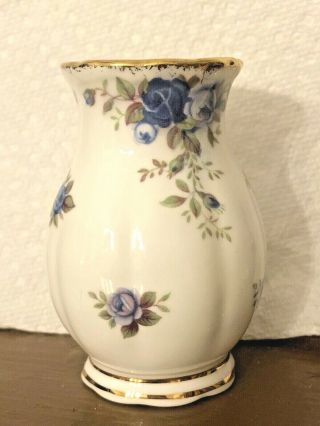 Royal Albert Midnight Rose Limited Blue Roses Gold Trim 3 1/2” Vase England
