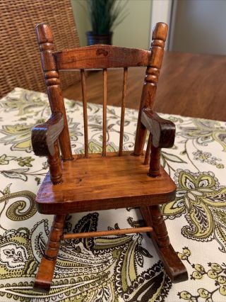 Vintage Doll House Wood Miniature Rocking Chair