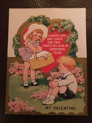 Antique Valentines Card Cut Out Standup Diecut