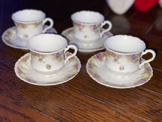 Vintage Antique Carl Tielsch Ct Germany Tea Cup & Saucer Set Floral Design