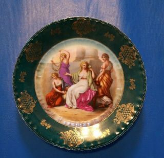 Antique Victoria Austria Porcelain Plate With Image Of Women Of Ancient Rome