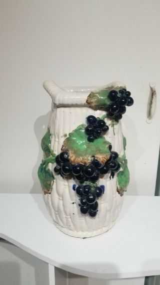 Antique Art Nouveau Amphora Pottery Grapes Vase Telplitz Austria Handled