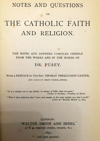 Anglo Catholic V Rare Notes And Questions On The Catholic Faith By Dr Pusey