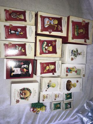 Set Of 18 Looney Tunes Tweety Bird Hallmark Christmas Ornament 1996 - 2010 Rare
