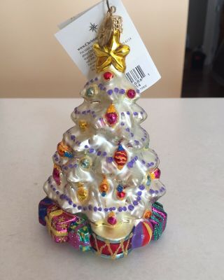 Rare Christopher Radko 5 - 1/2 " Glass Christmas Ornament " Old Fashioned Tree” 2001