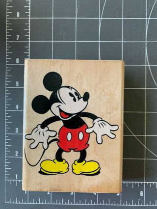 Used: Big Antique Mickey Wood Mounted Rubber - Stamp By Rubber Stampede A1304g