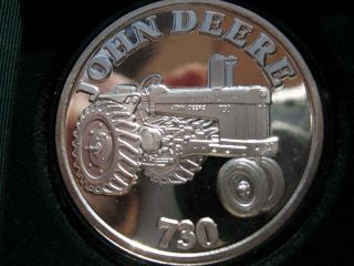1 - Oz Rare Vintage John Deere Tractor Model 730 Proof.  999 Silver Coin,  Gold