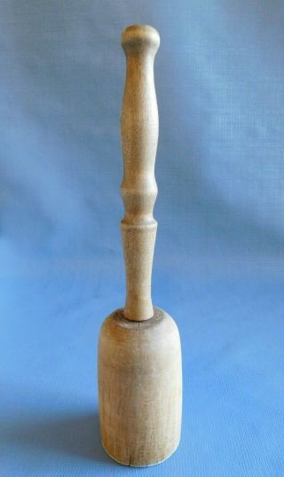 Antique/vintage Solid 12 " Wood/wooden Masher With Decorative Handle