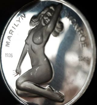 1 oz Silver Round Marilyn Monroe Nude Proof Rare Art Bar Engrave Reverse Unique 2