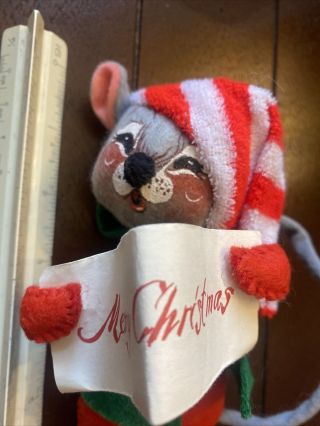Vintage Annalee Doll Christmas Caroling Gray Mouse.  6”