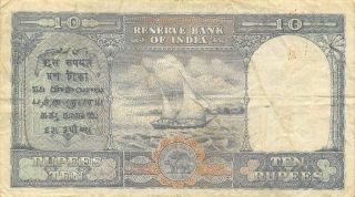 Burma 10 Rupees ND.  1945 P 28 Series C/1 Rare Circulated Banknote WKSat 2