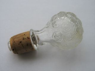 Old Antique Vintage Cork & Glass Bottle Stopper Top W/ Roses Art Deco Pattern