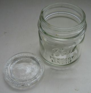 Old Antique Vintage Clear Glass Ball Perfect Mason Half Pint Canning Jar Lid Cap