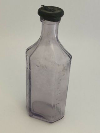 Antique Purple Glass 3 Iv Medicine Bottle W Measure S On Side Bottle 6” Look
