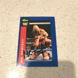 Mr Perfect Curt Hennig Signed Autographed Rare 1991 Wwf Card A