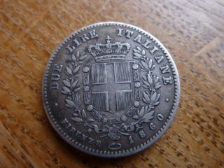 Rare 1860 2 Lire Silver Firenze United Provinces Of Central Italy (ref2)