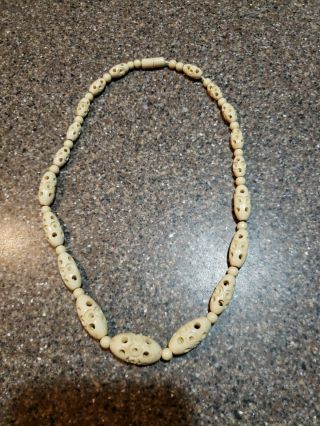 Antique Choker Beaded Necklace Ivory Colored ? Bakelite