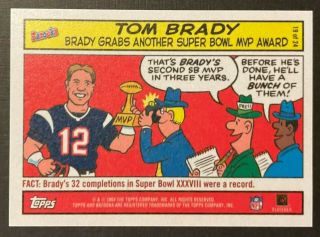 Tom Brady 2004 Topps Bazooka Comic Bowl Xxxviii Mvp Insert Card 19 (rare)
