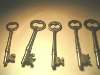 5 Vtg Antique Corbin Skeleton Keys Solid Barrel
