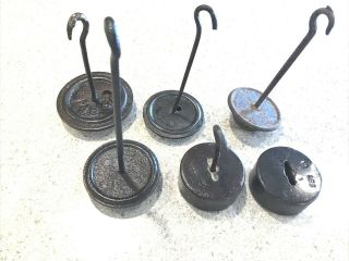 5 Antique Scale Weight Hangers