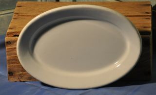 Single Antique White Ironstone China Small Oval Plate Hotel Marking