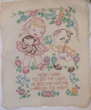 Vintage Hand Embroidered Child 