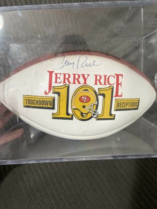 Rare Jerry Rice Sf 49ers Hof Auto Signed Autograph Td Record Break Football Ball