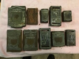10 Antique Ny Copper Wood Printing Blocks Medicine Oils Early Advertising
