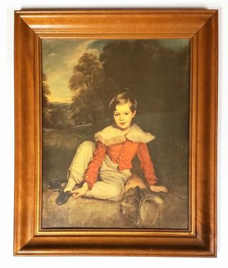 Vintage Painting Of Lord Seaham As A Boy W/ Wooden Frame By Sir Thomas Lawrence