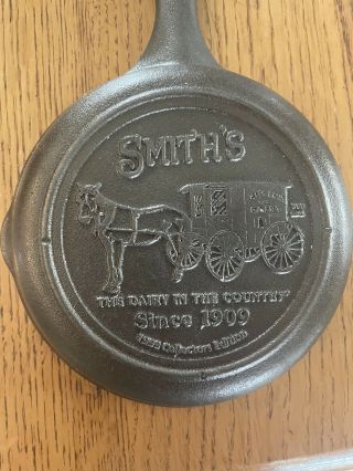 Rare Cast Iron Skillet Smith’s Dairy Orville,  Oh No.  3 Advertising Skillet 1999