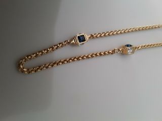 Rare.  Nolan Miller Blue Sapphire And Clear Rhinestone Chain Necklace