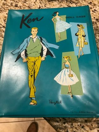 Vintage Barbie/ken Doll " Ponytail " Wardrobe Carry Case Blue 1961