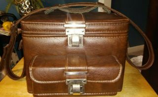 Rare Vintage Leather Camera Bag W/ Strap And Other Accessories For Nikon Camera