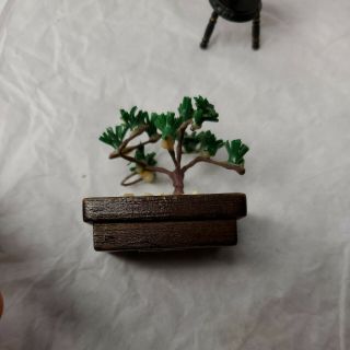 Vintage Bonsai Tree Wood Planter Dollhouse Miniature 1:12 Plant for table top 3