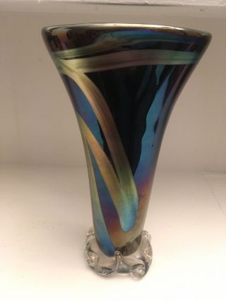 Rare Elaine Hyde Signed Art Glass Vase