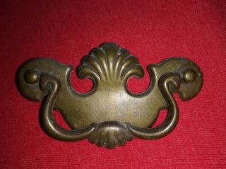 Single Vintage Brass Cabinet Drawer Pull Handle Chippendale Style Batwing 5 " X2.  5