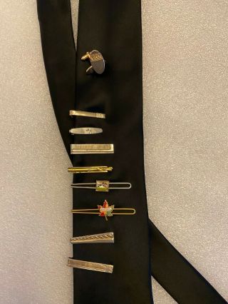 Set Of 8 Vintage Antique Tie Clips - Comes With Set Of Cuff Links