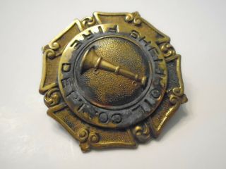 Vintage Rare Shell Oil Co.  Fire Dept.  Employee Badge Pin 2