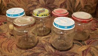Vintage Antique Gerber And Beech Nut Baby Food Jars W/ Lids Beech - Nut