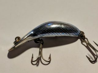 Vintage Heddon Tiny Tad Tadpolly Bass Fishing Lure Blue Scale Chrome