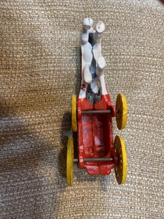 Vintage Cast Iron Painted Horse Drawn Ice Wagon Buggy Antique Toy 3