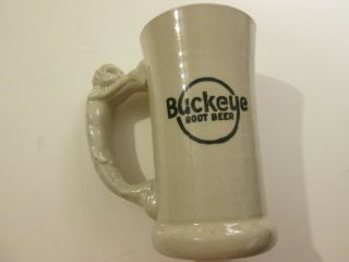 Antique Mug Buckeye Root Beer Stoneware With Gargoyle Handle Rare Vintage