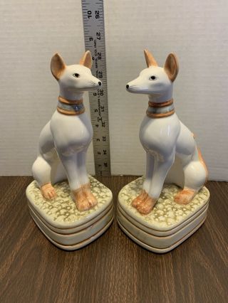 Rare Andrea By Sadek Greyhound Dog Bookends Vintage Ceramic Art Deco Pair