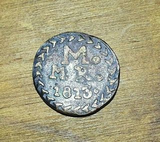 Mexican Sud Morelos 1/2 Real 1813 Rare Type Coin