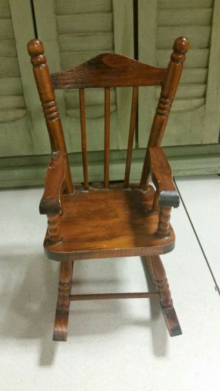 Vintage Wooden Doll Rocking Chair Bear Toy Turned 8.  5 " Christmas Furniture