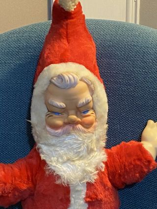 Rare Vintage Rubber Face And Mittens Plush Stuffed SANTA CLAUS Christmas 2