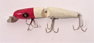 Large Vintage Lucky Strike Jointed Wooden Lure Heddon Creek Chub Pfleuger 2