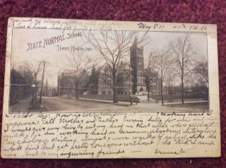 Terry Haute,  Indiana State Normal School Antique Postcard 1907 Bundy