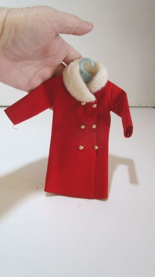 Vintage Barbie Sized Clone Coat Double Breasted Red Coat With Fur Collar